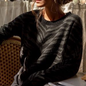 RAILS CHANCE CASHMERE + WOOL BURGUNDY TIGER STRIPE SWEATER NWT ✨